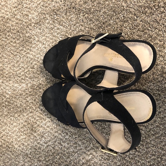 Black suede espadrille heeled sandals - Picture 4 of 5